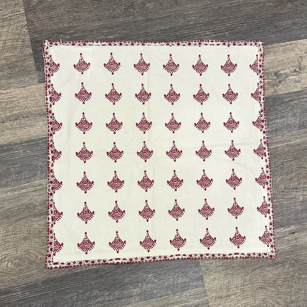 Pottery Barn Red Paisley Accent Pillow Cover Cotton